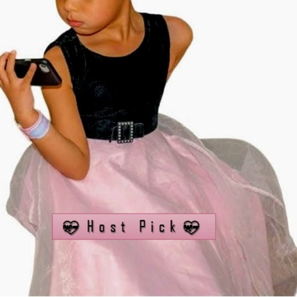 Perfectly Dressed | Sleeveless | Girl's | Dress | Black & Pink Tulle | Size 6